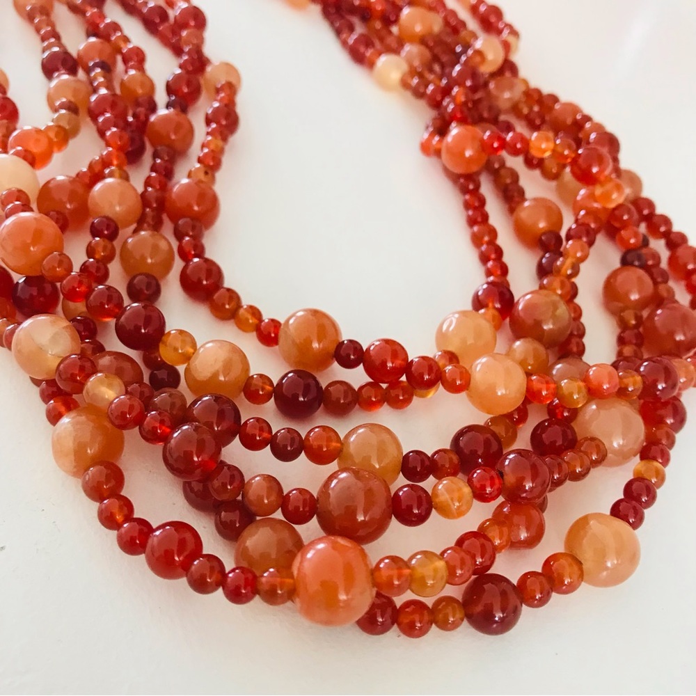 Vintage Six Strand Carnelian Torsade Necklace RARE!!